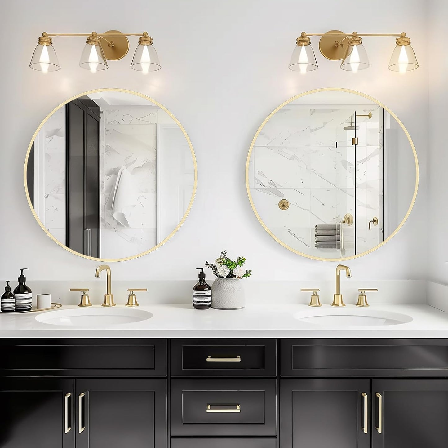 HOMECOOKIN Round Wall Mirror 20" Gold Circle Mirror for Bathroom with Metal Framed, Round Gold Mirror for Wall Decor, Vanity, Entryway Living Room