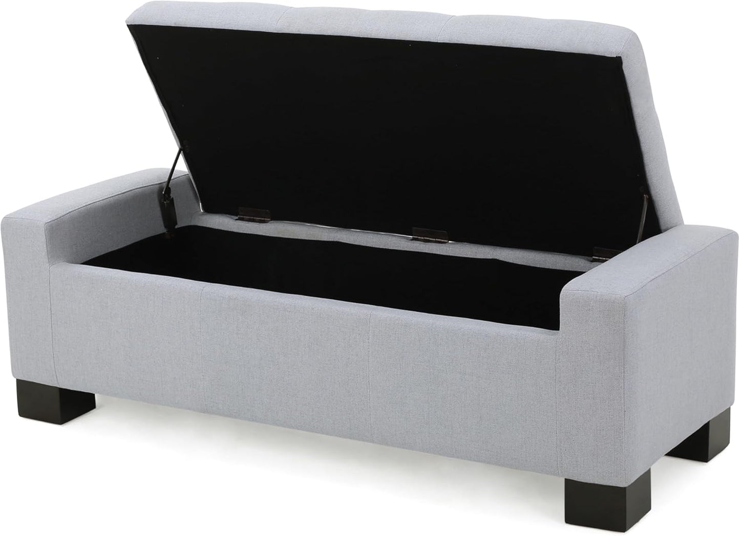 Ball & Cast 50.8" Upholstered Storage Ottoman with Tufted Waffle Stitch,End Bench w/Uses Pressure Hinges and Wood Legs,Entryway Fabric Footrest Stool for Living Room & Bedroom,Navy Blue