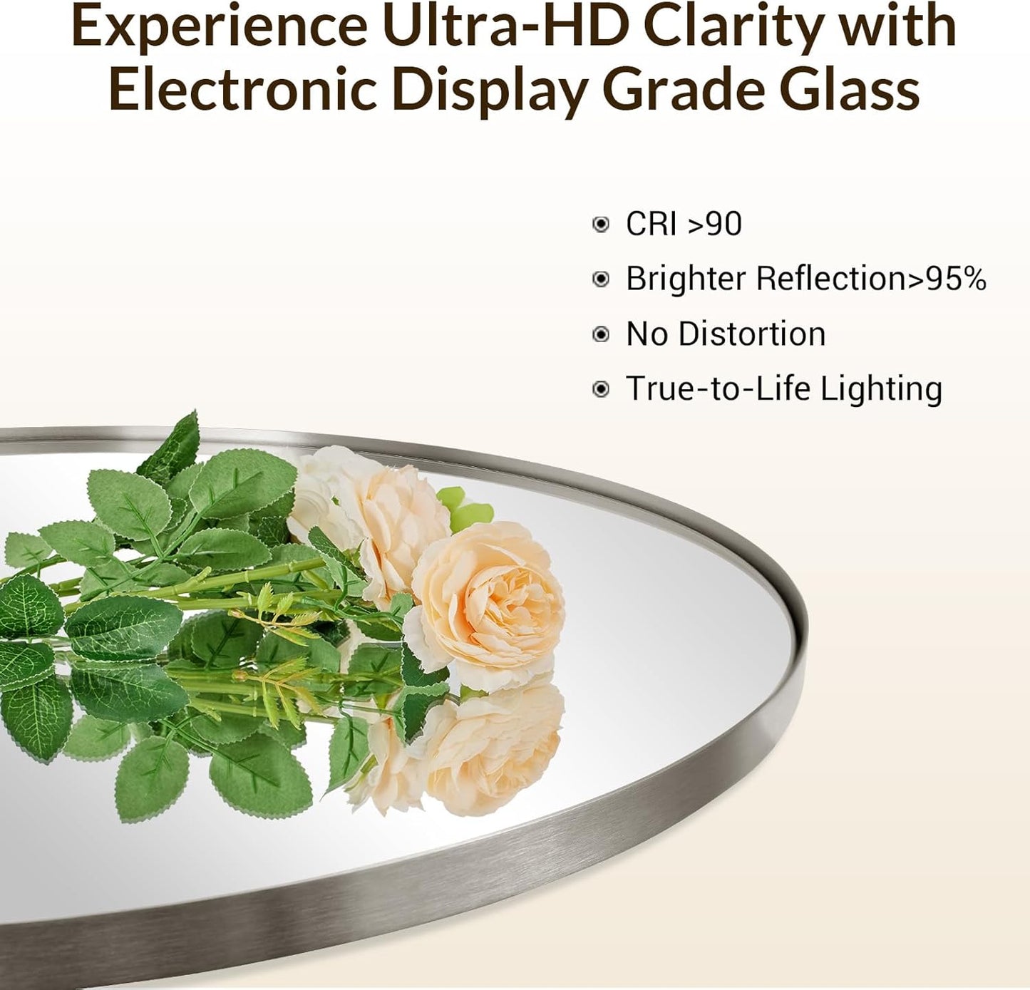 ANDY STAR Brushed Nickel Oval Bathroom Mirror, 24x36 Nickel Pill-Shaped Mirror, Oval Mirrors Wall-Mounted Mirror Vertical/Horizontal