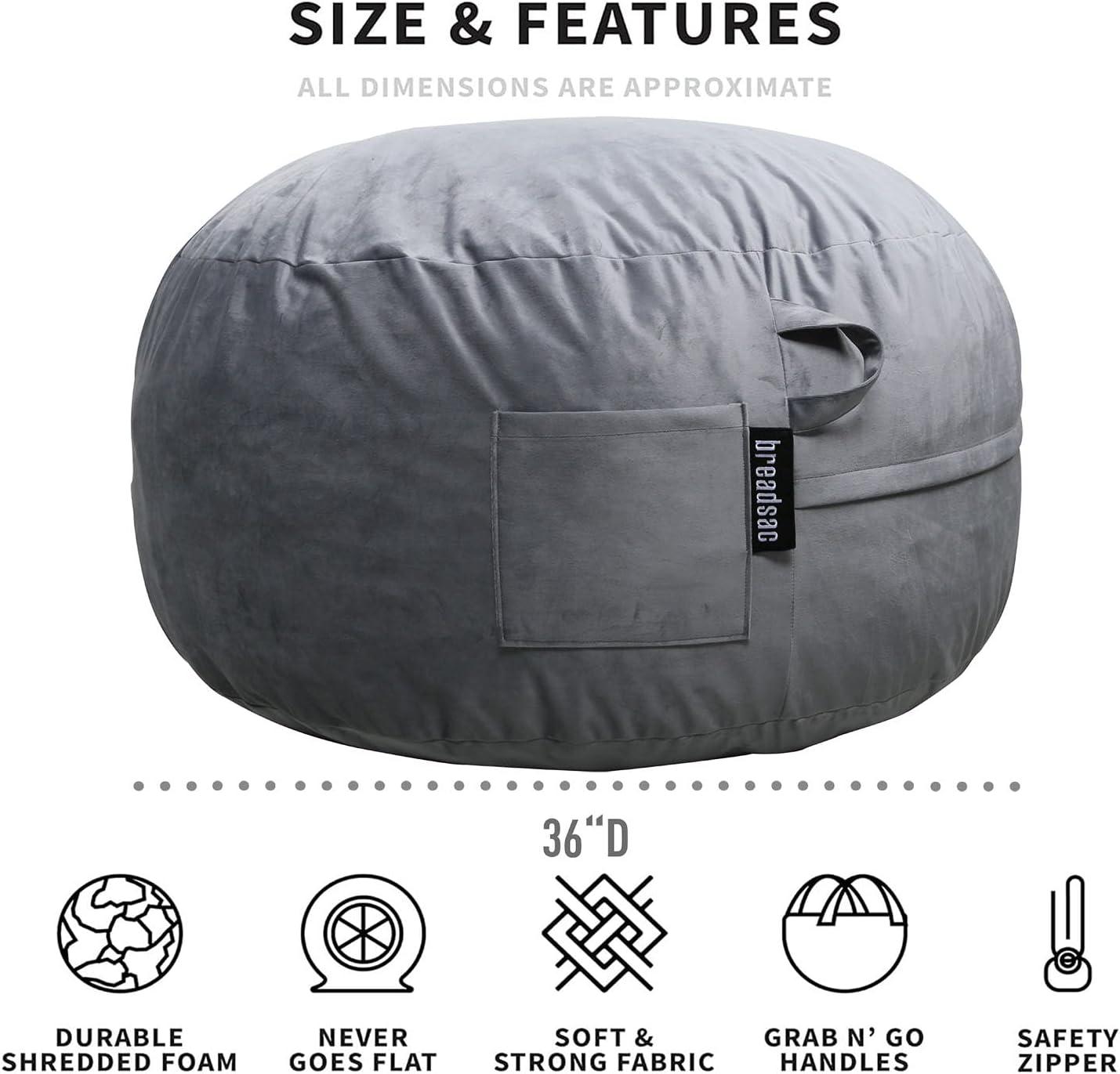 Bean Bag Chairs, Memory Foam Stuffing Bean Bag Chair for Adults/Teens/Kids with Removable Zipperd Cover, High-Rebound Memory Foam Lazy Sofa Furniture for Living Room Bedroom College Dorm