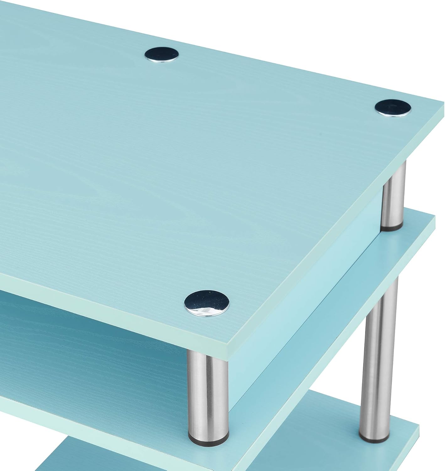 Convenience Concepts Designs2Go No Tools Desk Home Office Desk with Shelves, Corner Shelf Vanity Desk Computer Desk Nail Table for Nail Tech - 47.25" L x 15.75" W x 30" H, Sea Foam