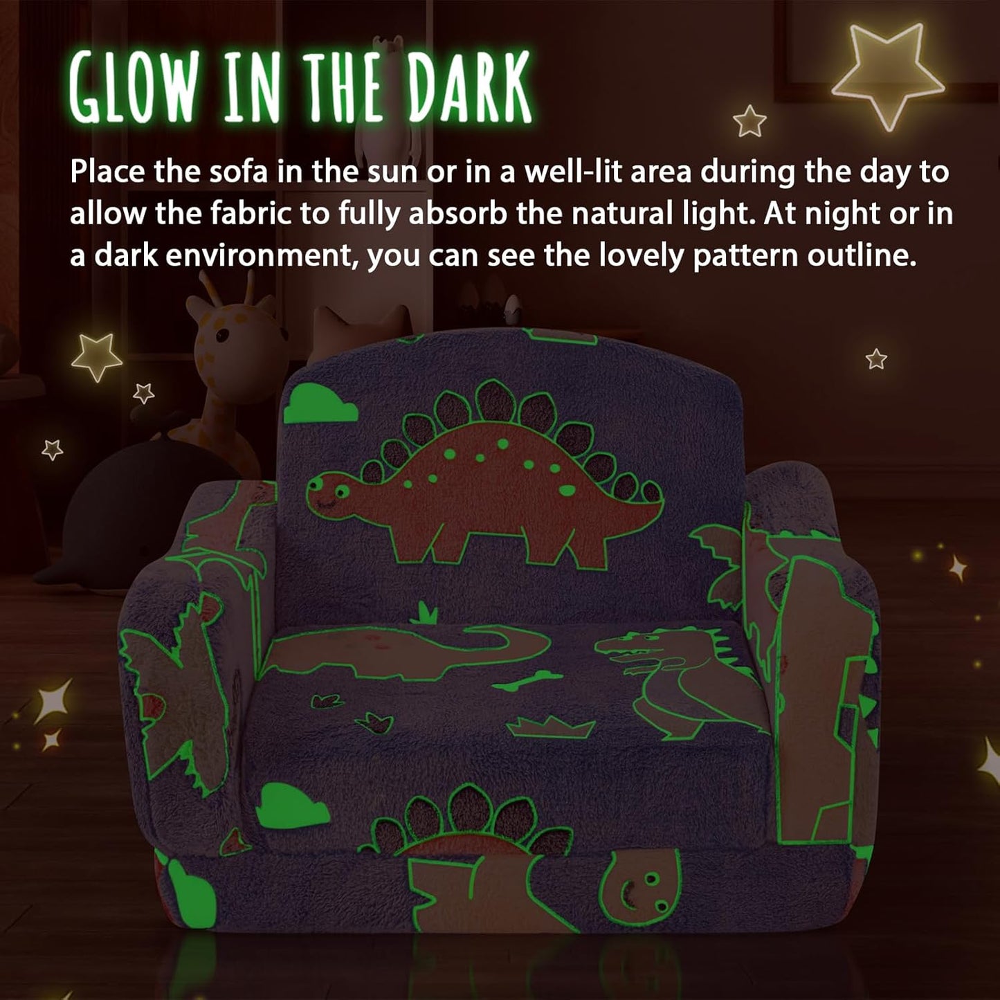 Thick Comfy Toddler Chair and Couch for Kids,2-in-1 Soft Plush Fold Out Sofa for Children,Convertible Couch to Lounger for Toddler