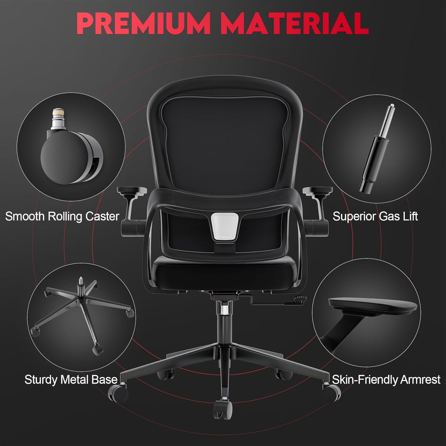Big and Tall Ergonomic Office Chair，400LB Comfy Desk Chairs with Lumbar Back Support, Heavy Duty Mesh Computer Chairs with Wheels and Arms Comfortable for Home Office, Study, Bedroom