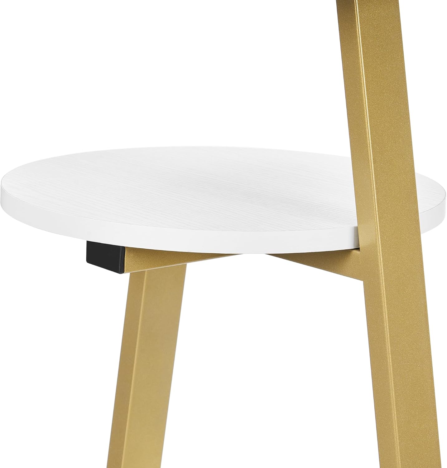 BEWISHOME Round End Table Side Table with Metal Frame, Accent Bedside Table Nightstand with 3-Tier Shelves, Small Couch Table for Living Room Bedroom White Gold KTZ41M