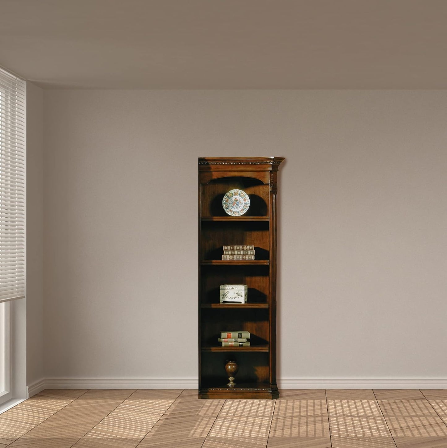 Hekman Furniture Old World Wooden Executive Right Bookcase – Traditional Wood Bookcase with Adjustable Shelves Classic Freestanding Solid Wood Bookshelf for Home Office or Living Room