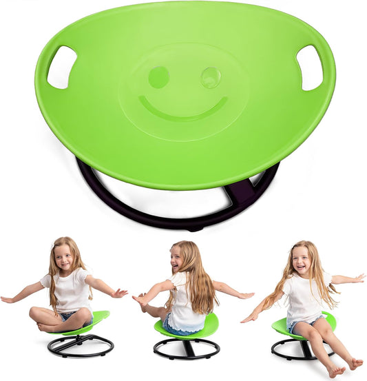 Special Supplies Smile Spinning Chair for Kids- Versatile Kids Sit and Spin Sensory Chair for Training Body Coordination for Playroom, Bedroom, or Nursery (Green)
