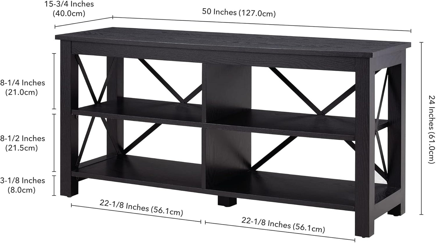 Henn&Hart Rectangular TV Stand for TV's up to 55" in Black, TV Stands for the Living Room