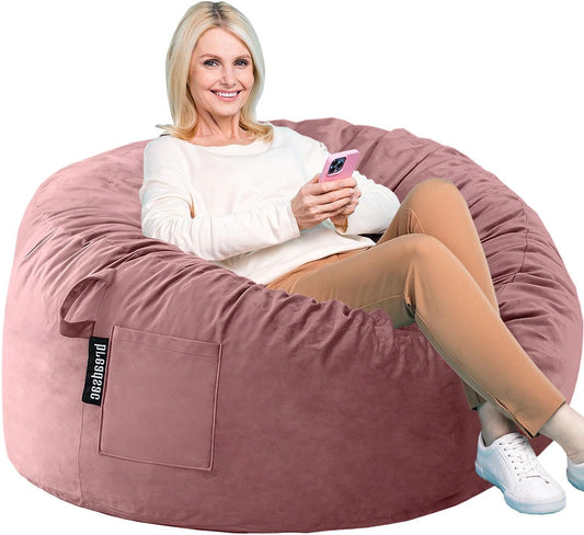 Bean Bag Chairs, Memory Foam Stuffing Bean Bag Chair for Adults/Teens/Kids, Velvet Lazy Sofa Furniture with Removable High-Rebound Memory Foam for Living Room Bedroom College Dorm
