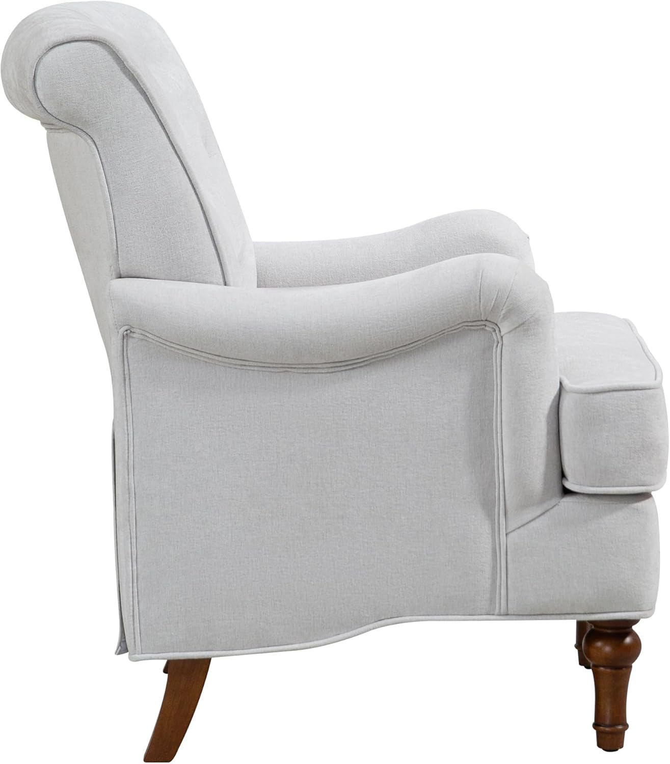 Ball & Cast Comfy Chenille Club Sofa Living Room Chairs,Accent Chair with Springs Cushions & Retro Wooden Legs,Reading Armchair for Bedroom,Office,Oatmeal