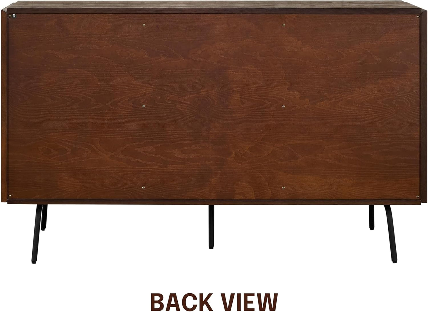 NTC MOSSIC Sideboard with 2 Doors and 3 Drawers, Buffet Cabinet with Natural Rattan and Metal Legs, Modern Storage Cabinet for Living Room, and Hallway, Effortless Assembly - Dark Walnut