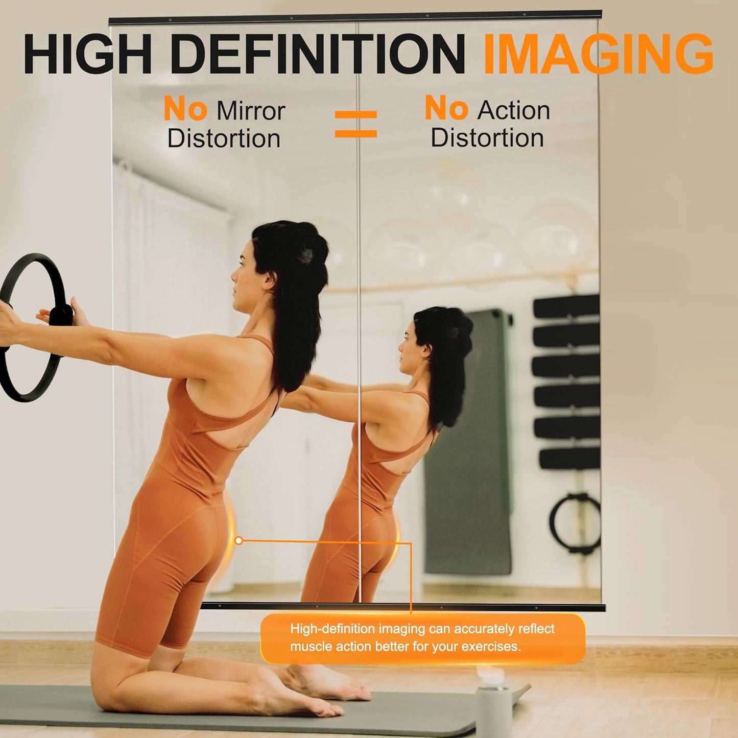 Delma Home Gym Mirror, 70''x24''x2PCS Black Wall Mounted Large Frameless Tempered Glass Wall Mirror for Home Gym, Garage, Bedroom, Bathroom