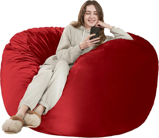 HABUTWAY Bean Bag Chair: Giant 6' Memory Foam Furniture Bean Bag Chair with Microfiber Cover - 6Ft,Red