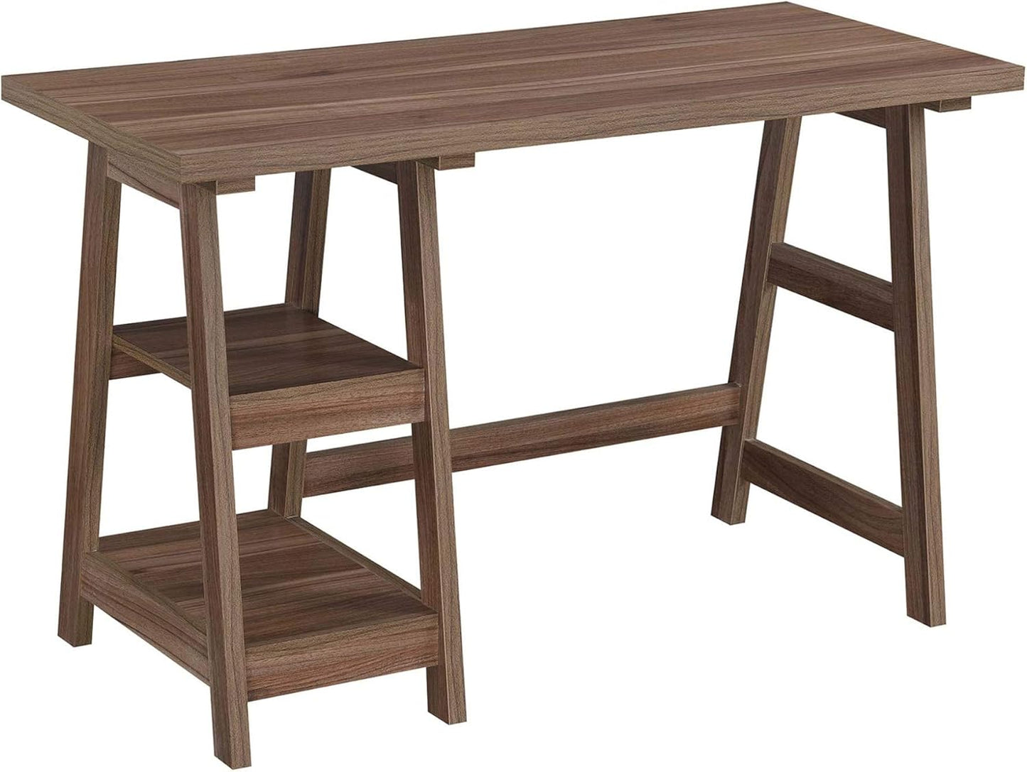 Convenience Concepts Designs2Go Trestle Desk with Shelves, 47", Cappuccino