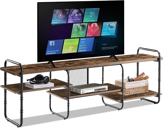 VECELO TV Stands up to 65 Inch,Entertainment Center/Media Console Table with Adjustable Storage Shelves for Living Room/Bedroom,