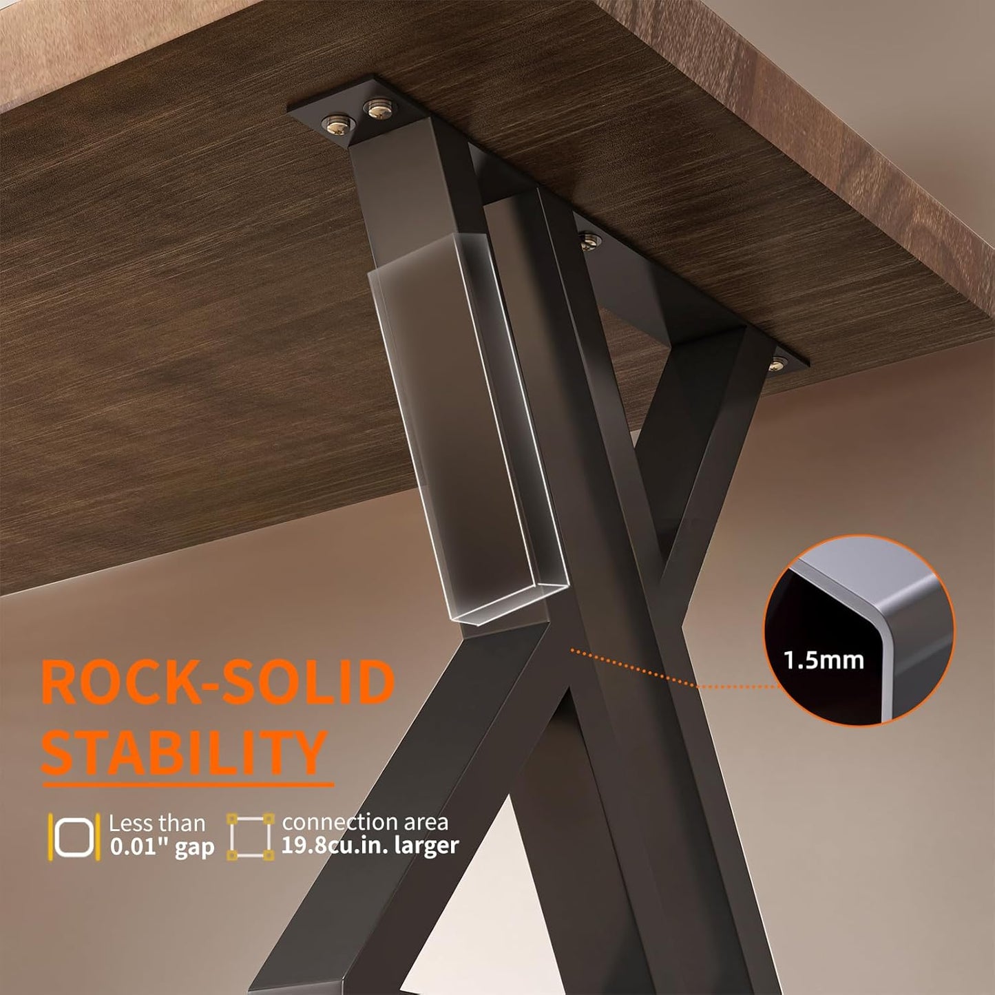 Solid Wood and Metal Modern Industrial 55 inch Wide Home Office Desk, Writing Table, Workstation, Perfect Table for Your workspace Study Table Furniture in Rustic Natural Aged Brown