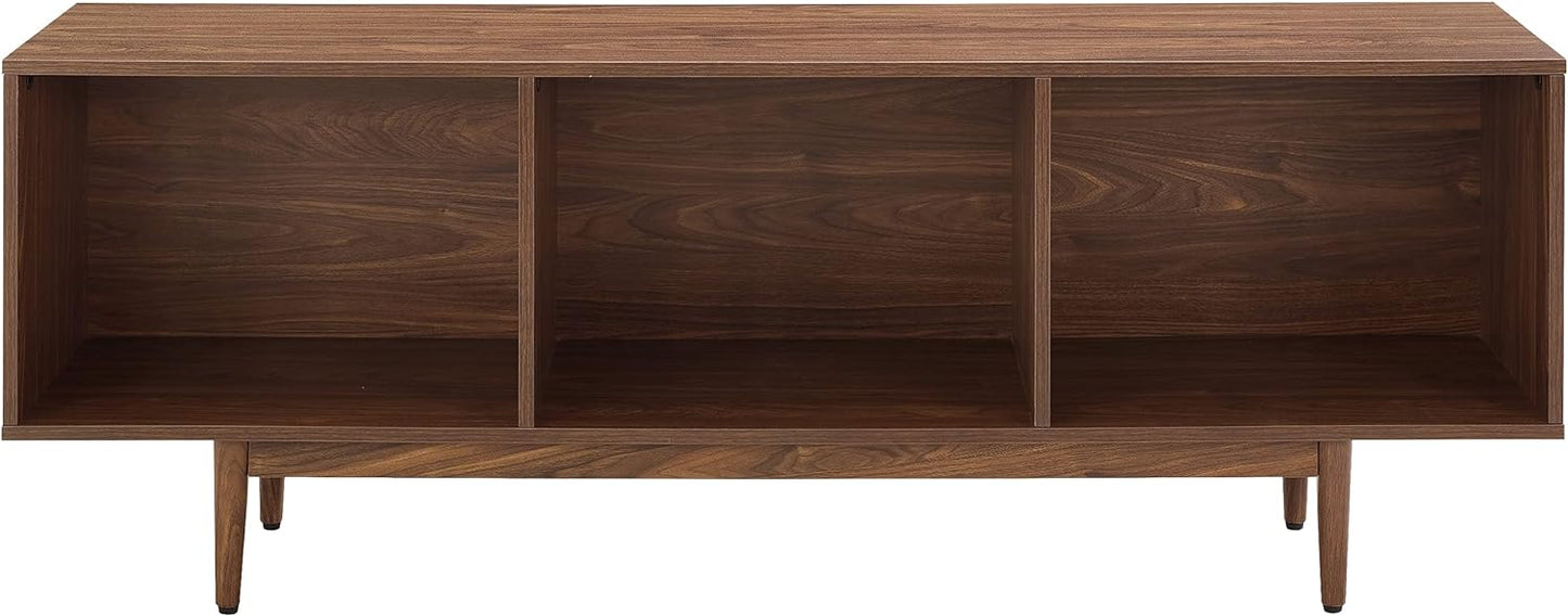Crosley Furniture Liam Large Vinyl Record Storage TV Stand and Entertainment Center, Media Console, Walnut