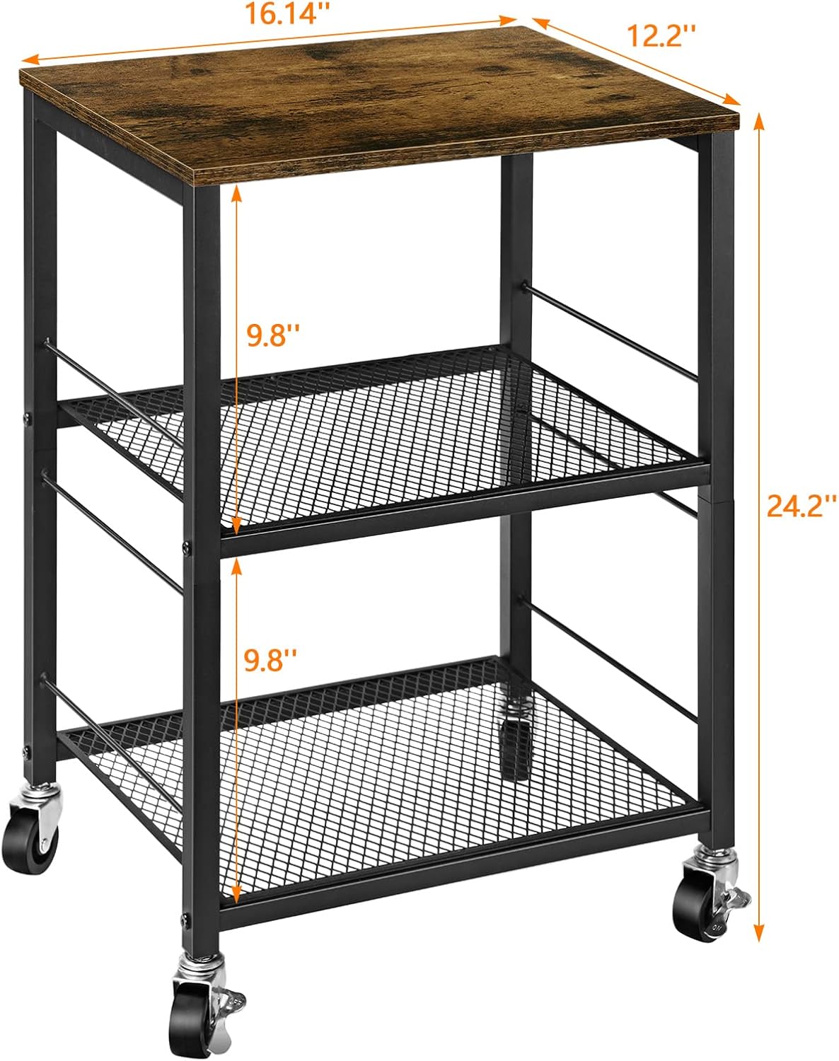 OYEAL Small Nightstand Industrial Square End Table with Storage Shelf Farmhouse Sofa Side Table for Small Spaces, Narrow Bedside Table for Living Room Bedroom, Stable Metal Frame, Rustic Brown