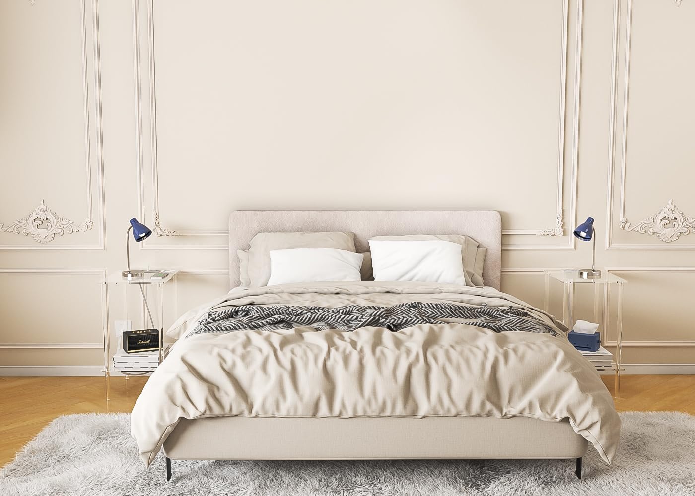 Eglaf Acrylic Side Table Set of 2 with Charging Station & USB Ports - Small End Table - Nightstand Bedside Table for Living Room, Bedroom - 15.7'' L x 11.8'' W x 21.7'' H, 2 Tier