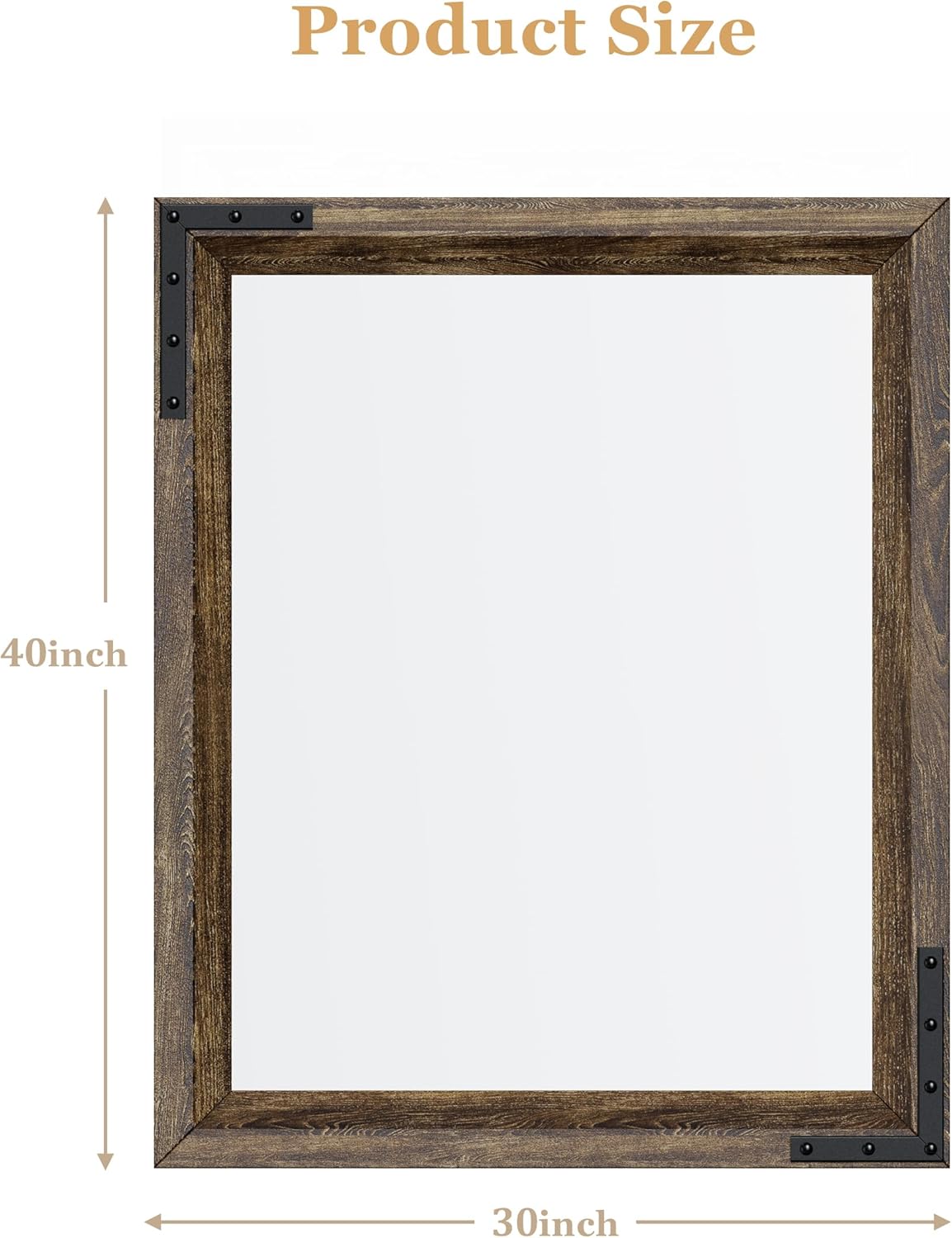 YOSHOOT Farmhouse Bathroom Mirror, Rustic Wooden Framed Mirror, Wood Vanity Mirror, Solid Wood & Handmade, Vertical or Horizontal Hanging for Bathroom Entryway Living Room Bedroom, 40" x 30", Brown