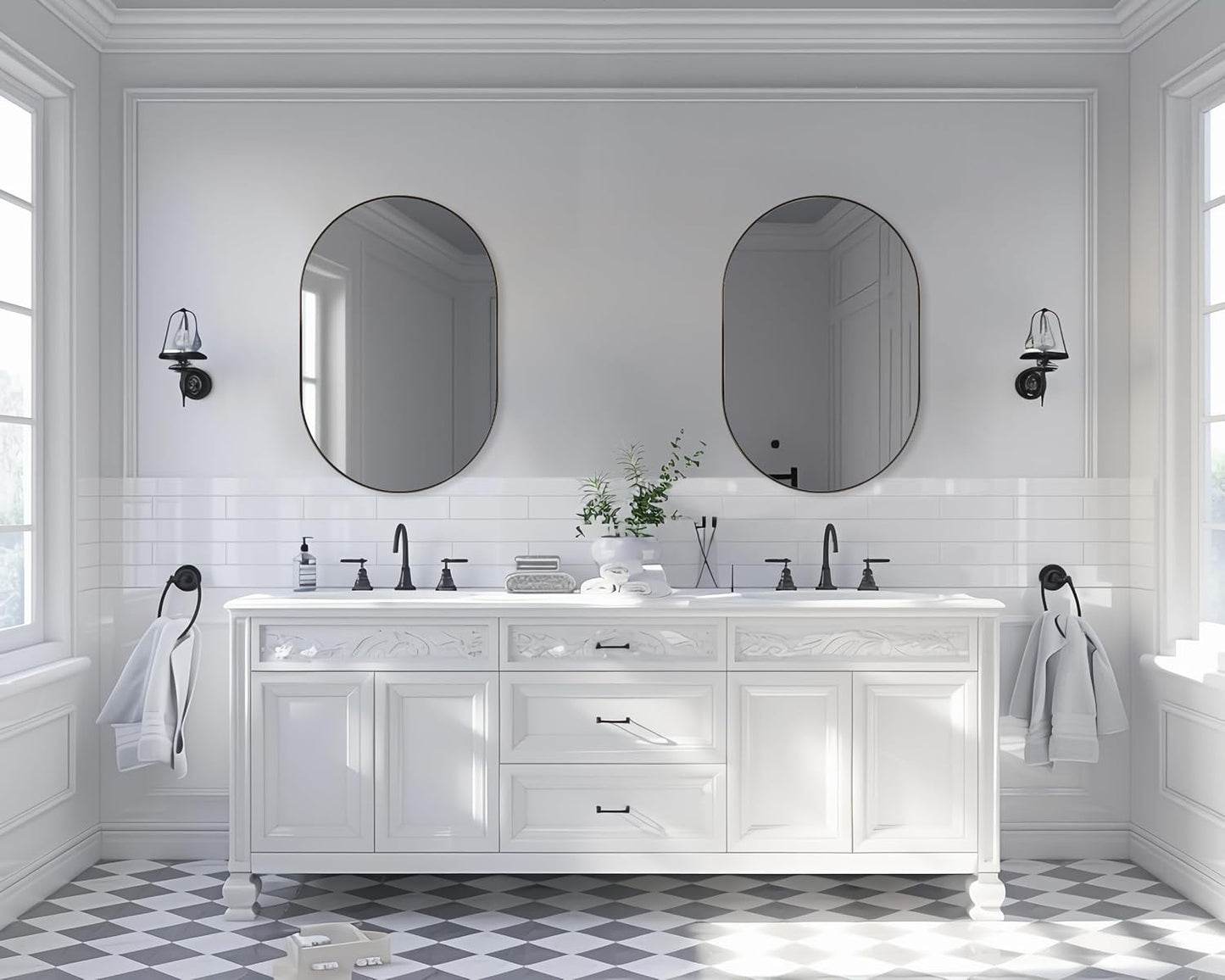 ANDY STAR Bronze Bathroom Mirror, 24x36 Brushed Bronze Oval Mirror, Oval Wall Mirror, Oval Vanity Mirror Metal Frame Deep 1’’ for Bathroom, Bedroom, Living Room, Entryway, Hang Vertical or Horizontal