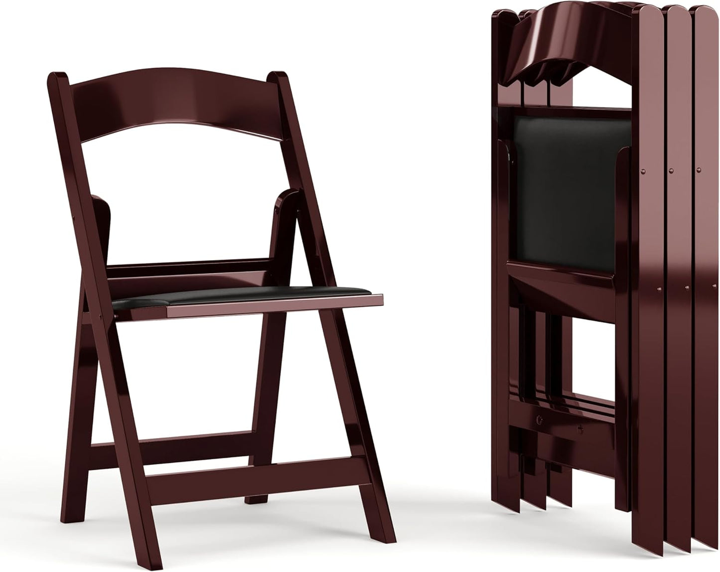 Flash Furniture Hercules Series Folding Chairs for Weddings and Formal Events, Stackable Commercial Event Seats with 1,000-lb. Static Weight Capacity, Set of 4, Red Mahogany