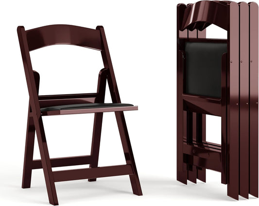 Flash Furniture Hercules Series Folding Chairs for Weddings and Formal Events, Stackable Commercial Event Seats with 1,000-lb. Static Weight Capacity, Set of 4, Red Mahogany