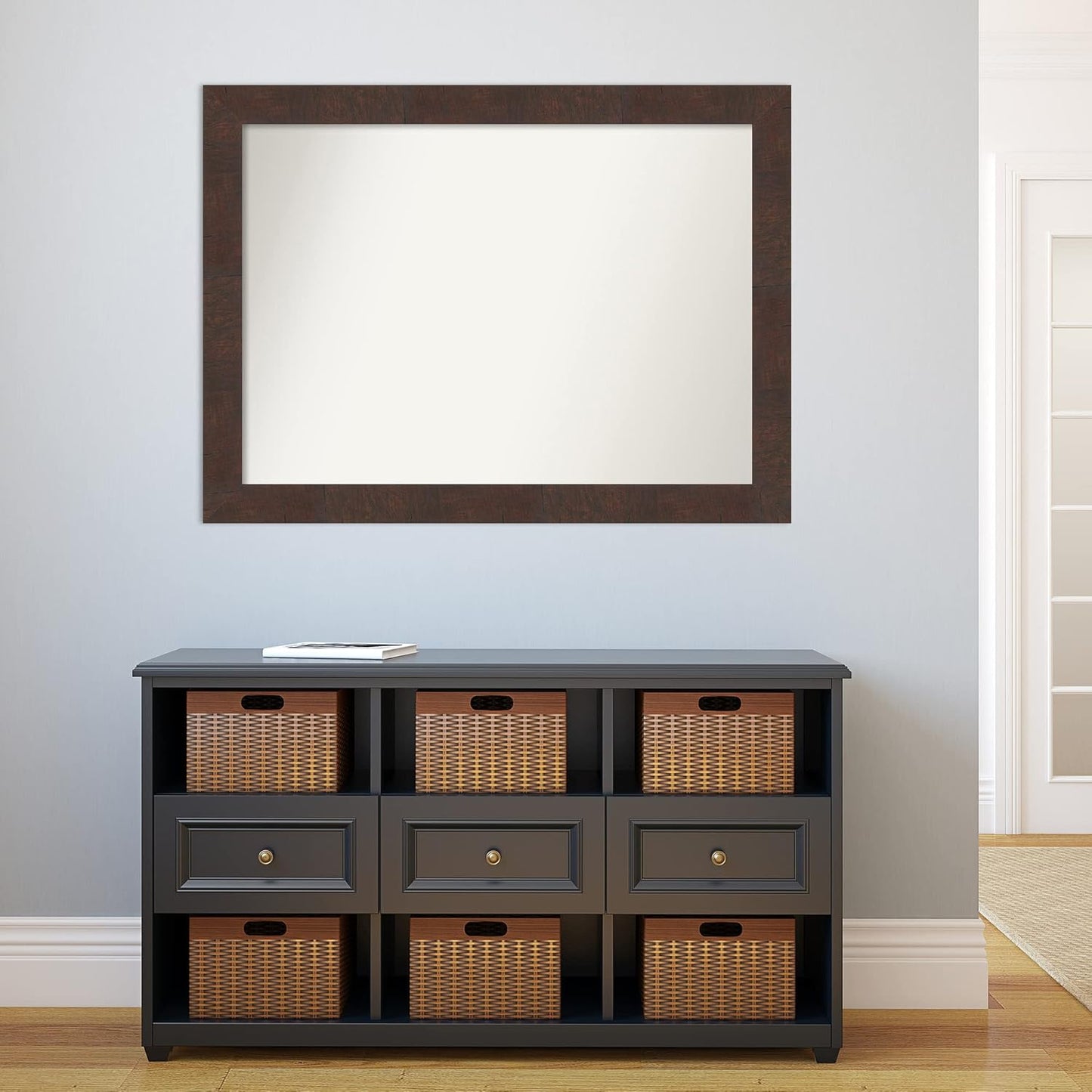 Amanti Art White Bathroom Mirror for Over Sink, 31x42 Wedge White Rectangle Vanity Mirror, X-Large Modern Frame, Hangs Horizonally and Vertically, Bathroom Wall Decor, Non-Beveled Edge from WI, USA