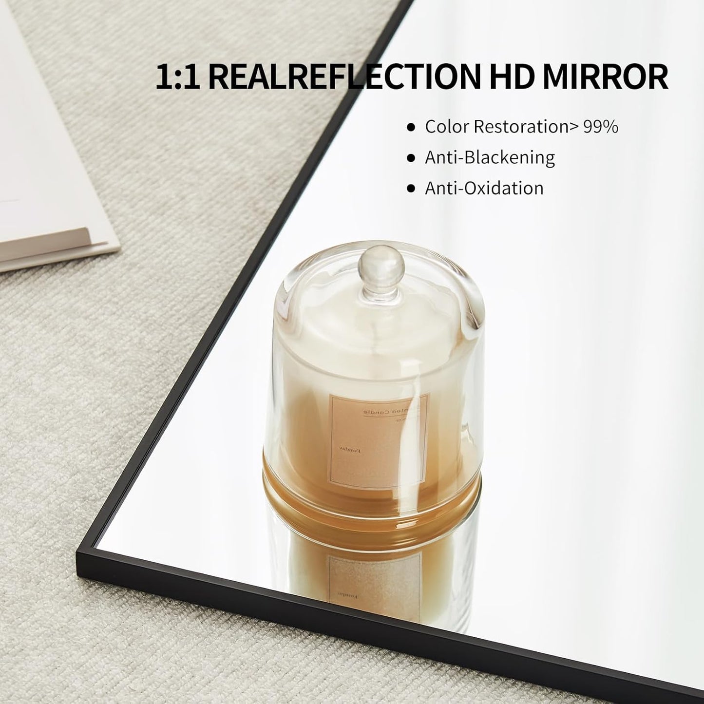 Black Bathroom Mirror for Wall, Rectangle Mirrors with Metal Frame, Modern Vanity Wall Mirror Decor for Entryway Hangs, Bathroom Living Room Horizontal or Vertical (Black, 36" L x 30" W)