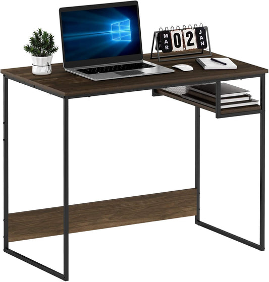 FURINNO Moretti Lifestyle Study Desk, 35 Inches, Columbia Walnut
