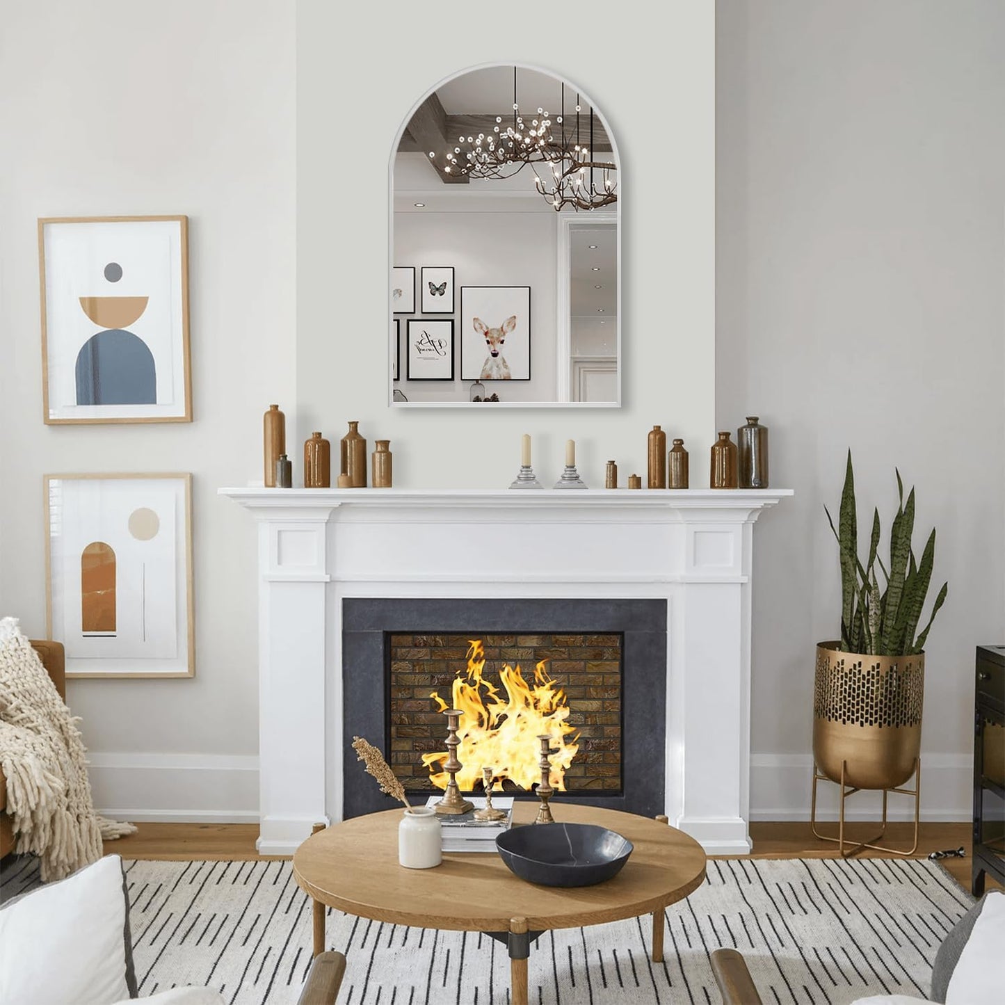 30" x 40" Silver Arched Mirror, Large Arch Bathroom Vanity and Wall Decor Mirror for Living Room, Bedroom, Entryway, Fireplace Mantel (Tempered Glass)