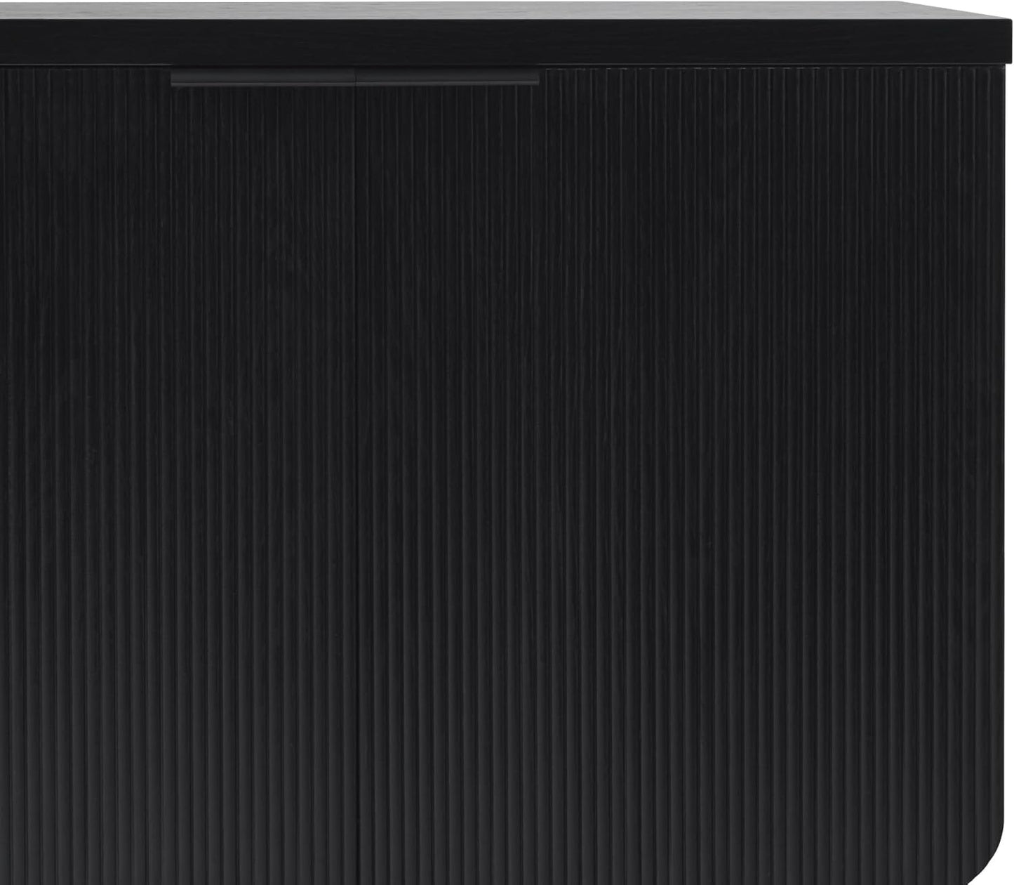 Walker Edison Reema Fluted 4-Door Kitchen Sideboard Buffet Console, 69 Inch, Black