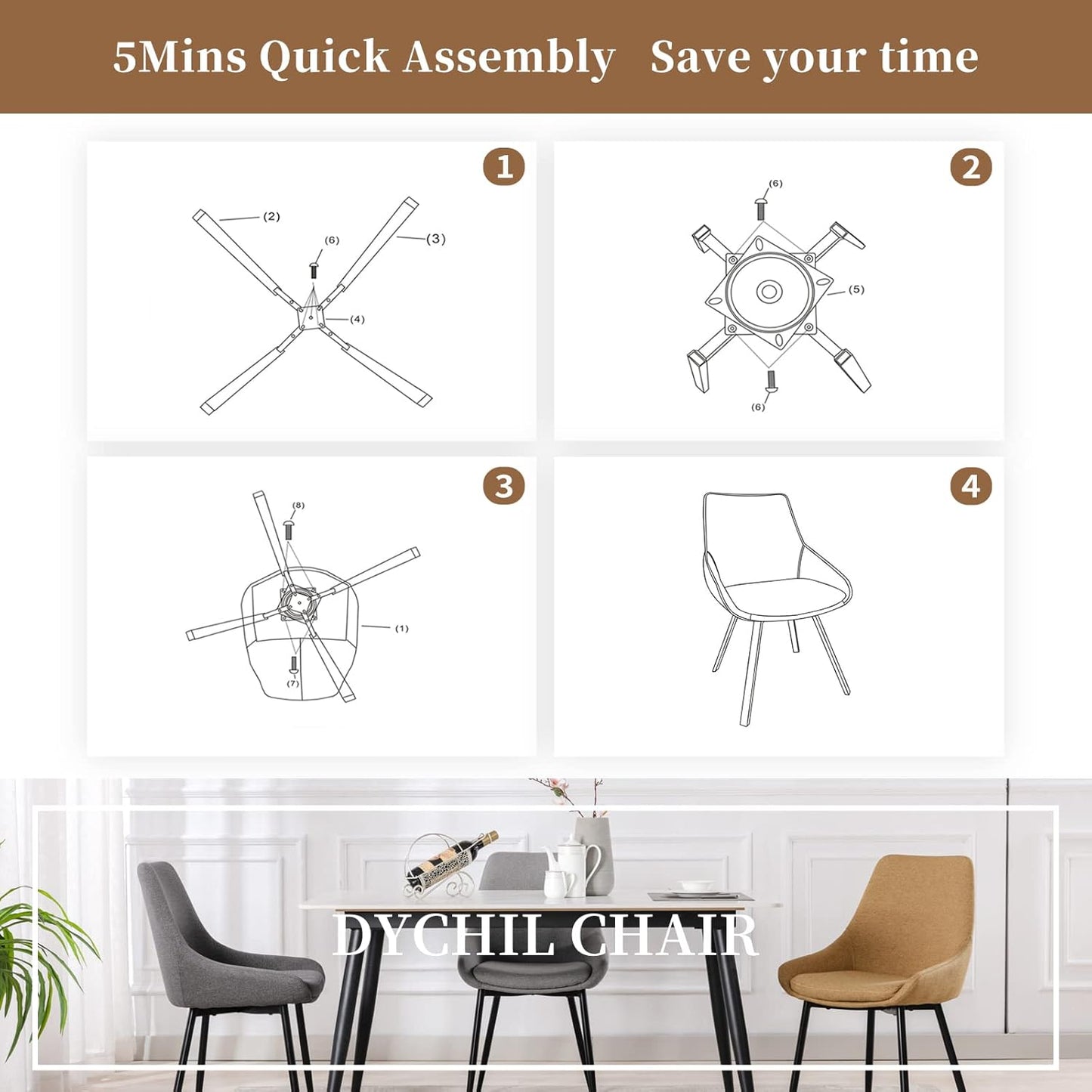 Dining Chairs Set of 2 Ergonomic Living Room Chairs Dark Grey Kitchen Chairs,Loads Up to 270lbs,Quick Assembly,Dining Room Chairs with Arms for Kitchen,Dining, Bedroom, Living Room