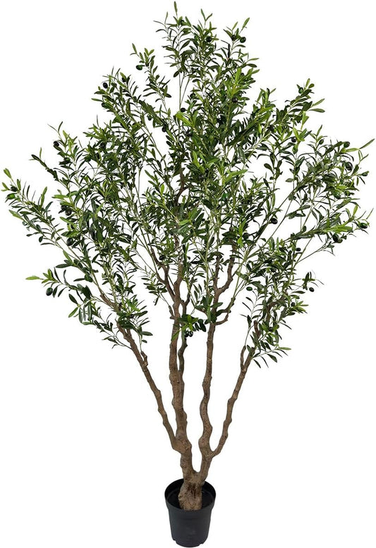 Artificial Olive Tree Tall,Faux Olive Tree Indoor Artificial Tree for Modern Home Office Living Room Floor Decor Indoor (1, 8ft 1in)