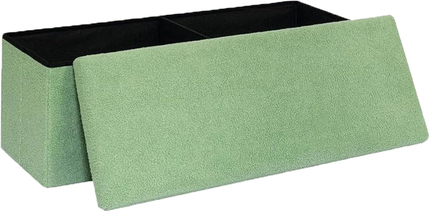 43 Inches Storage Ottoman Bench - Extra Large Foldable Ottoman with Storage, Bench for Living Room, Bedroom, Entryway - Green