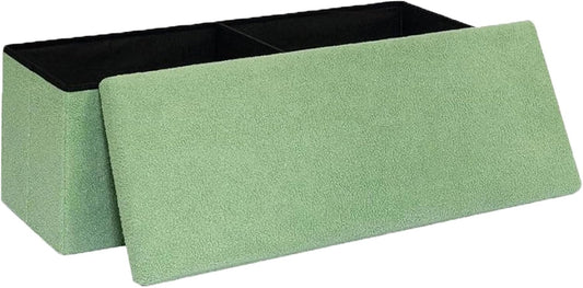 43 Inches Storage Ottoman Bench - Extra Large Foldable Ottoman with Storage, Bench for Living Room, Bedroom, Entryway - Green