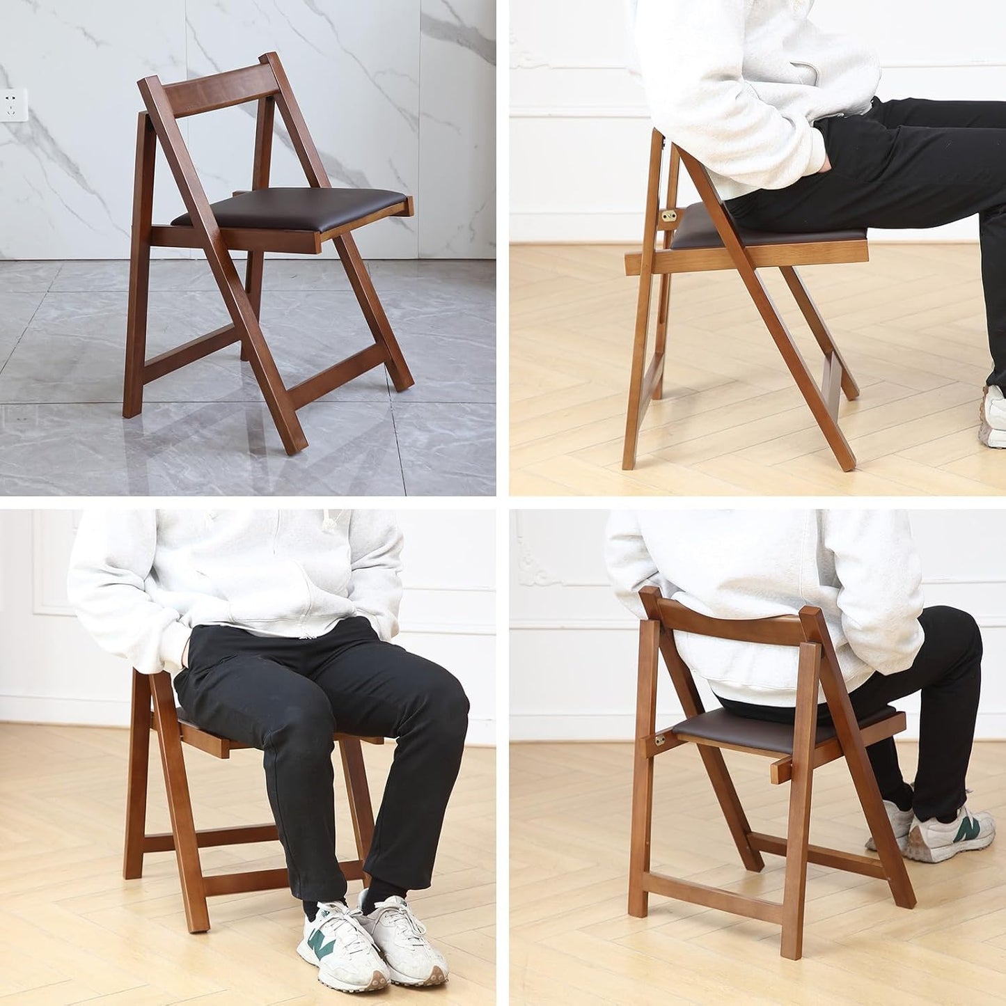 Folding Dining Chairs with Padded Seat Lightweight sillas para Fiestas,2 Pack Folding Chair for Dinner,Party Wedding,Picnic Event, 196LB Weight Capacity(Walnut)