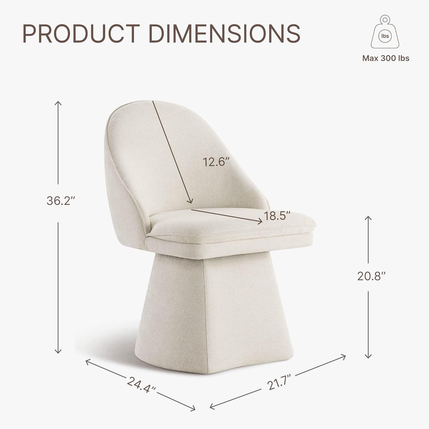 Swivel Dining Chairs Modern Desk Chair Upholstered Linen Fabric Side Chair for Kitchen Dining Room Bedroom,Linen,2 Box