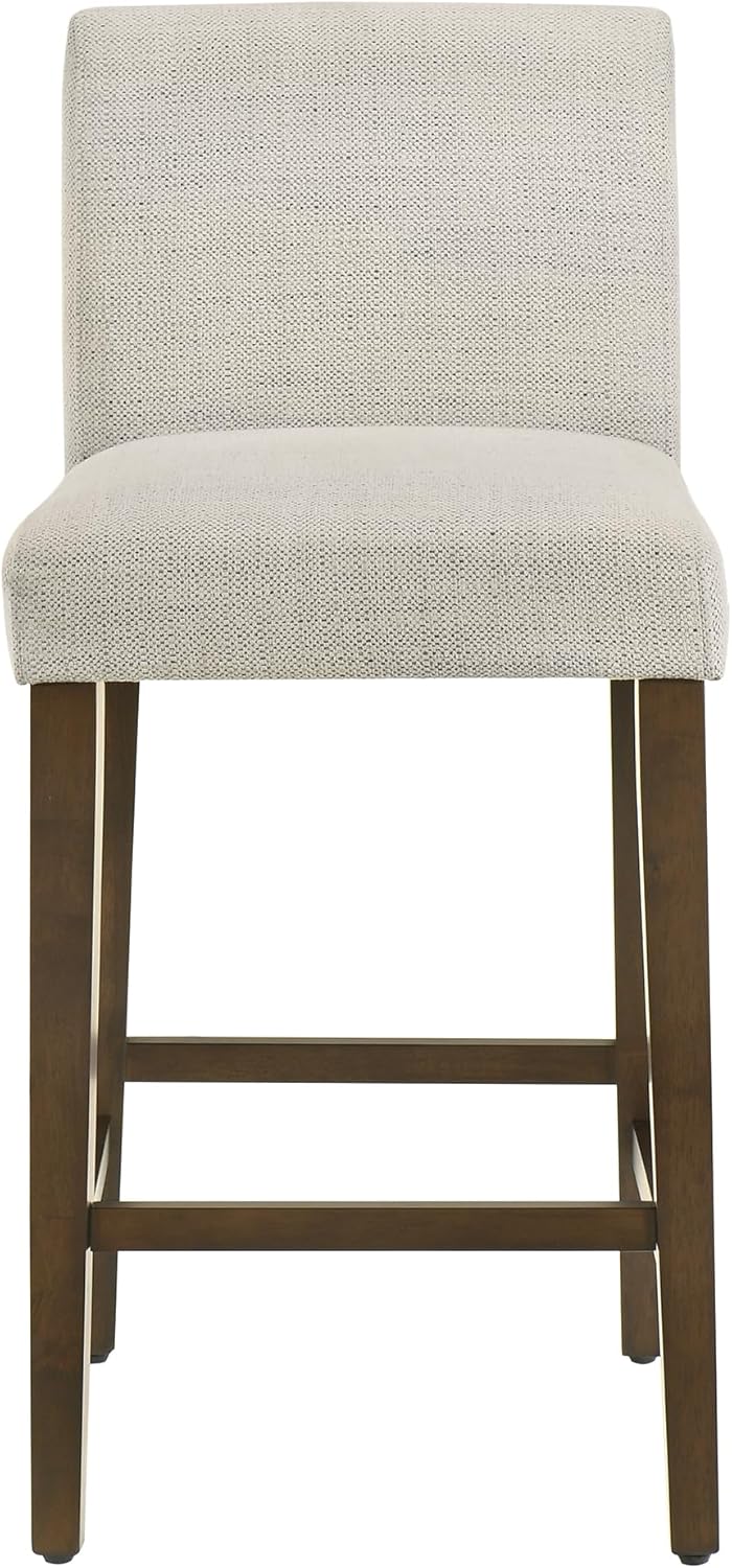 CHITA Counter Height Bar Stools Set of 2, 27" H Seat Height Upholstered Barstools, Fabric in Ivory