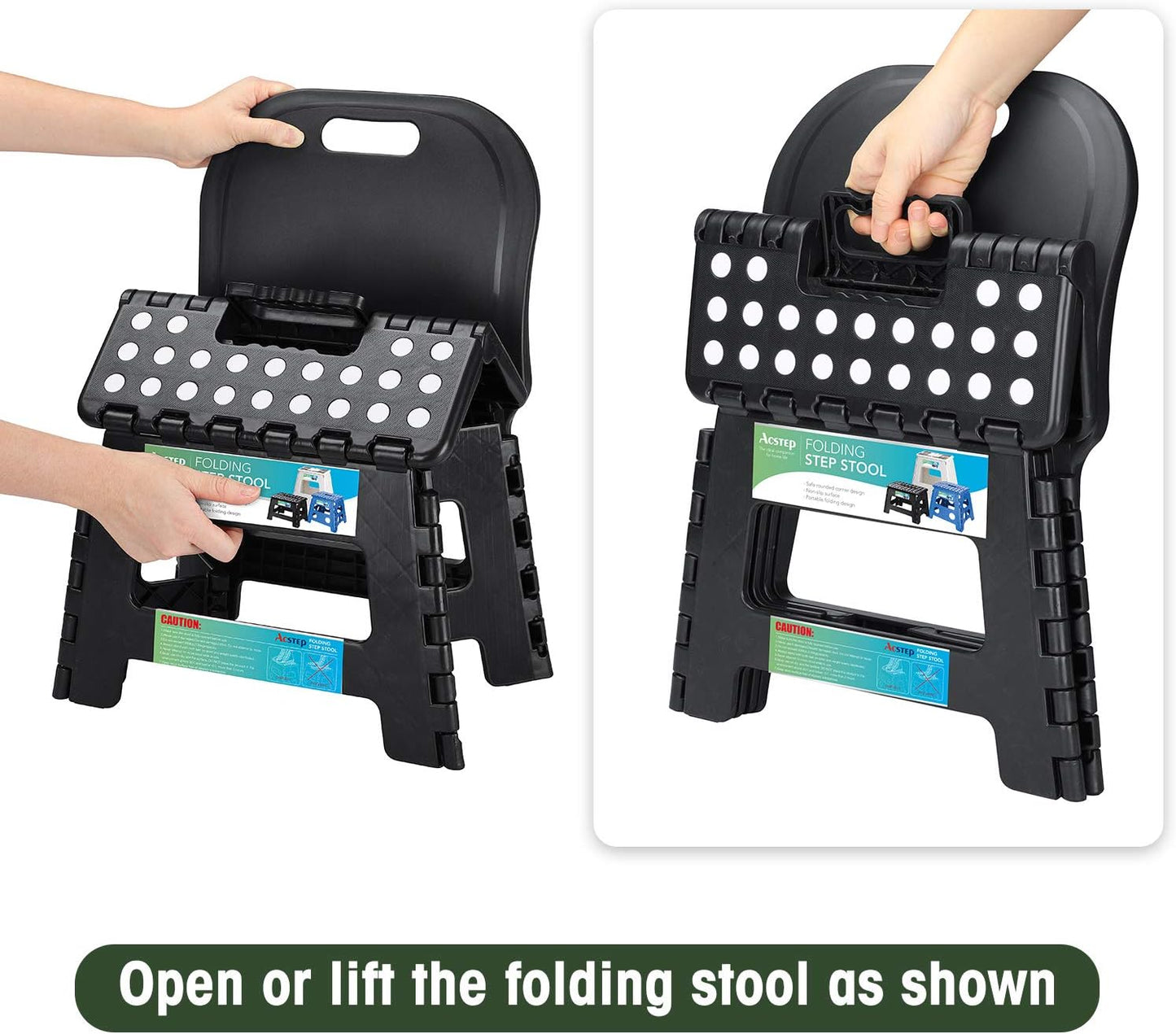 ACSTEP Folding Kids Step Stool with Back Support for Kids,9" Plastic Kids Chair for Outdoor or Indoor Kitchen Step Stools and Bathroom Stool for Toddlers Boys Girls