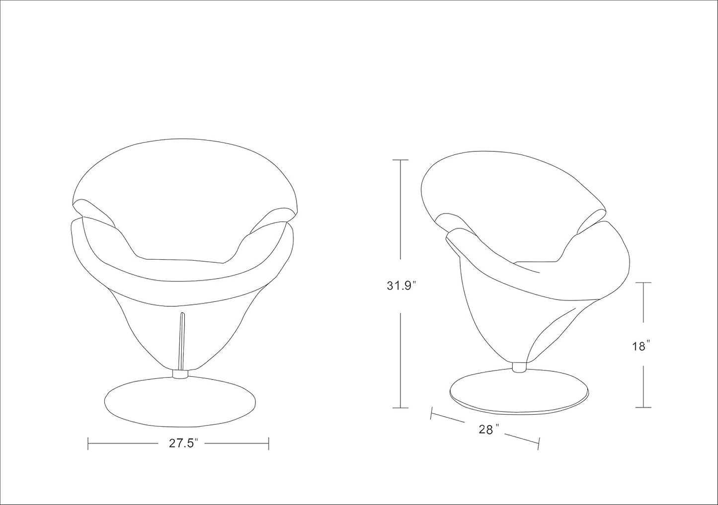 Manhattan Comfort Tulip Swivel Accent Chair Set of 5 with 360° Turn, Modern Flower Inspired Design, Soft Velvet Upholstery, Polished Chrome Base, No Assembly Required, 300 Lbs Capacity, Multi Color