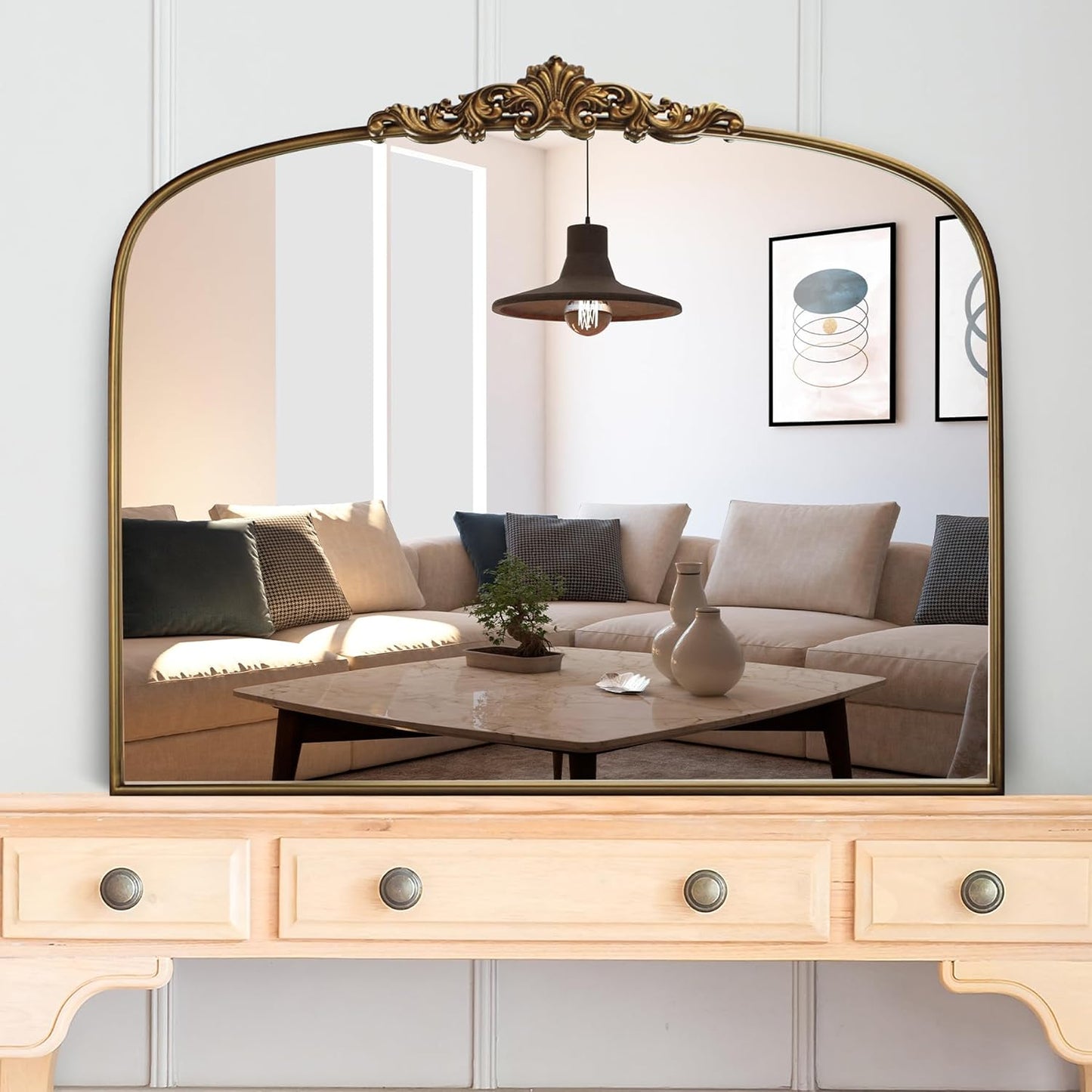 36"X30" Vintage Gold Mirror Baroque Mirror for Wall,Ornate Mirror with Metal Frame,Decorative Mirrors for Living Room,Entryway,Bathroom,and Bedroom
