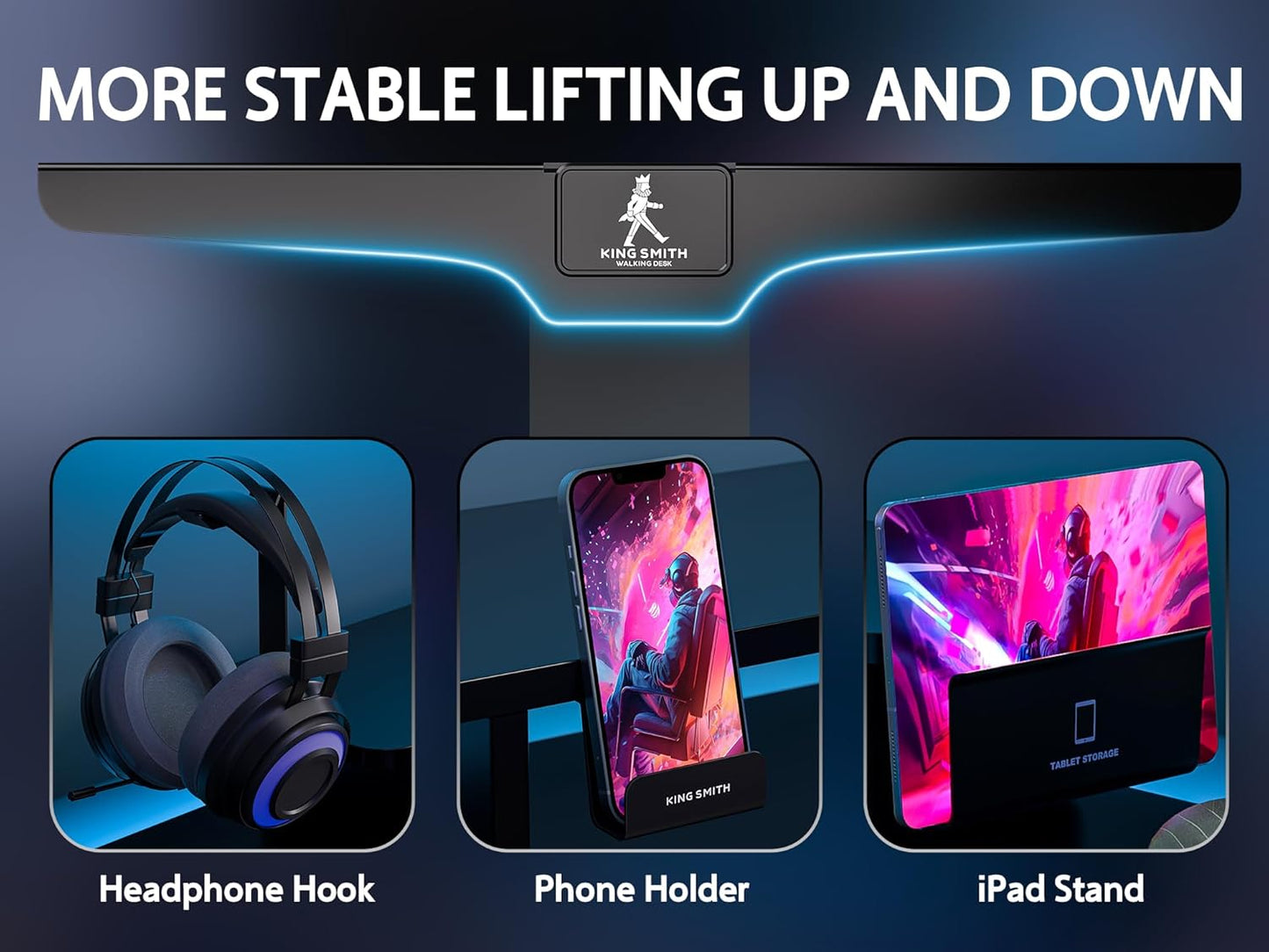 55x24 Inches Electric Standing Desk With Drawer and Monitor Stand, Height Adjustable for Home Office, Ergonomic Sit to Stand With Phone Holder, 3 Hooks, Black