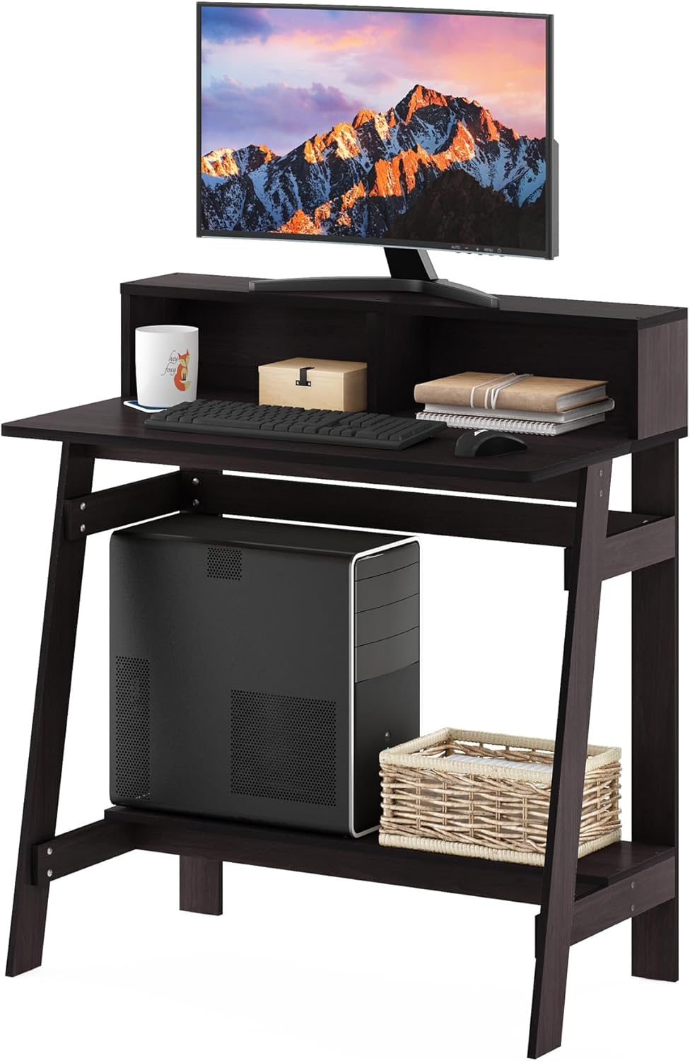 Furinno Simplistic A Frame Computer Desk, Dark Walnut