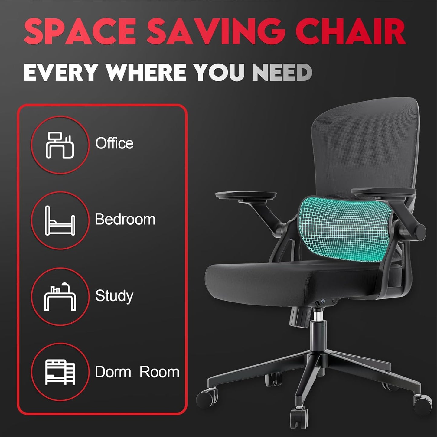 Big and Tall Ergonomic Office Chair，400LB Comfy Desk Chairs with Lumbar Back Support, Heavy Duty Mesh Computer Chairs with Wheels and Arms Comfortable for Home Office, Study, Bedroom
