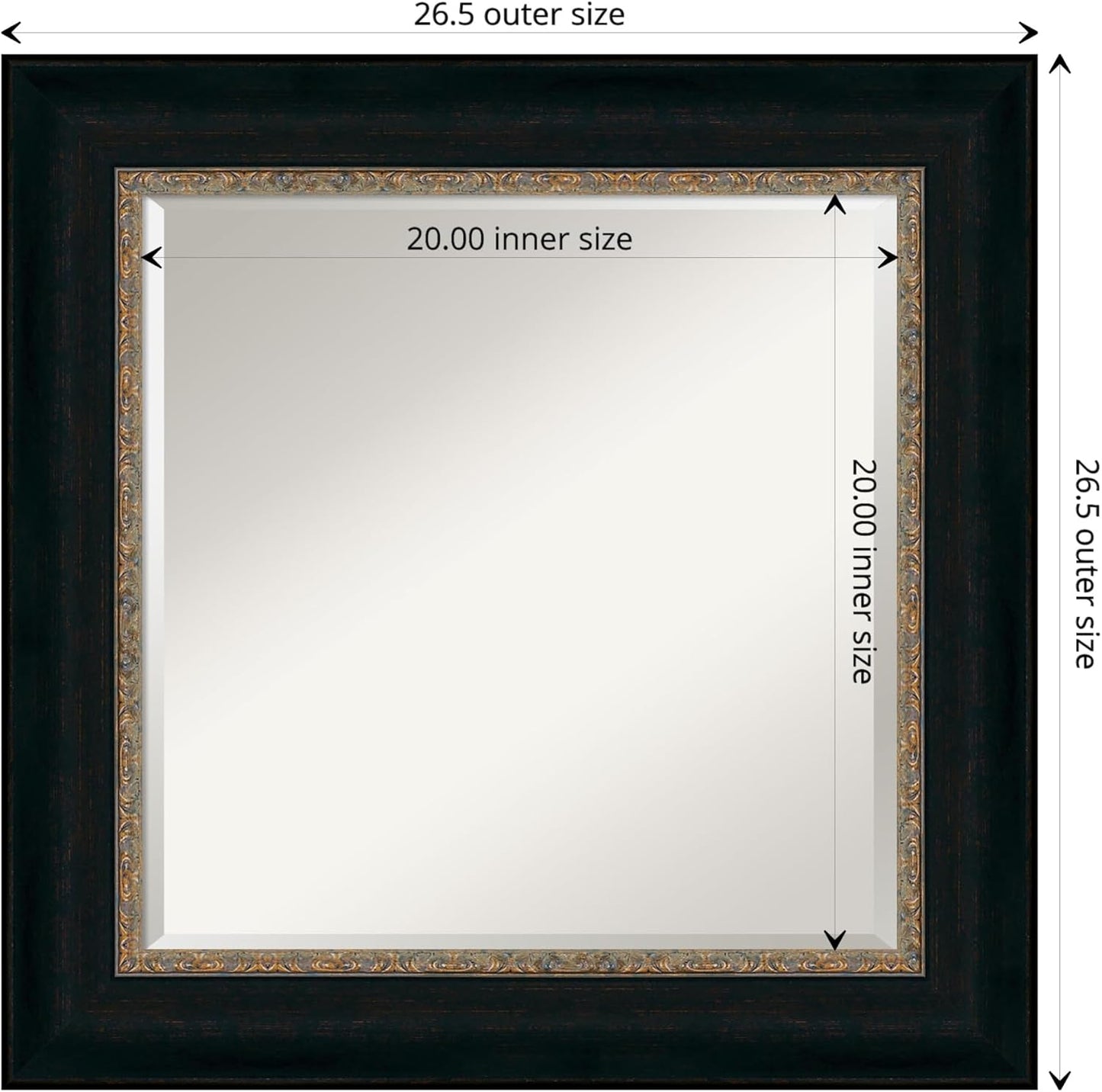 Amanti Art Bronze Bathroom Mirror for Over Sink, 27x27 Paragon Bronze Square Vanity Mirror, Medium Traditional Frame, Hangs Horizonally and Vertically, Bathroom Wall Decor, Beveled Edge