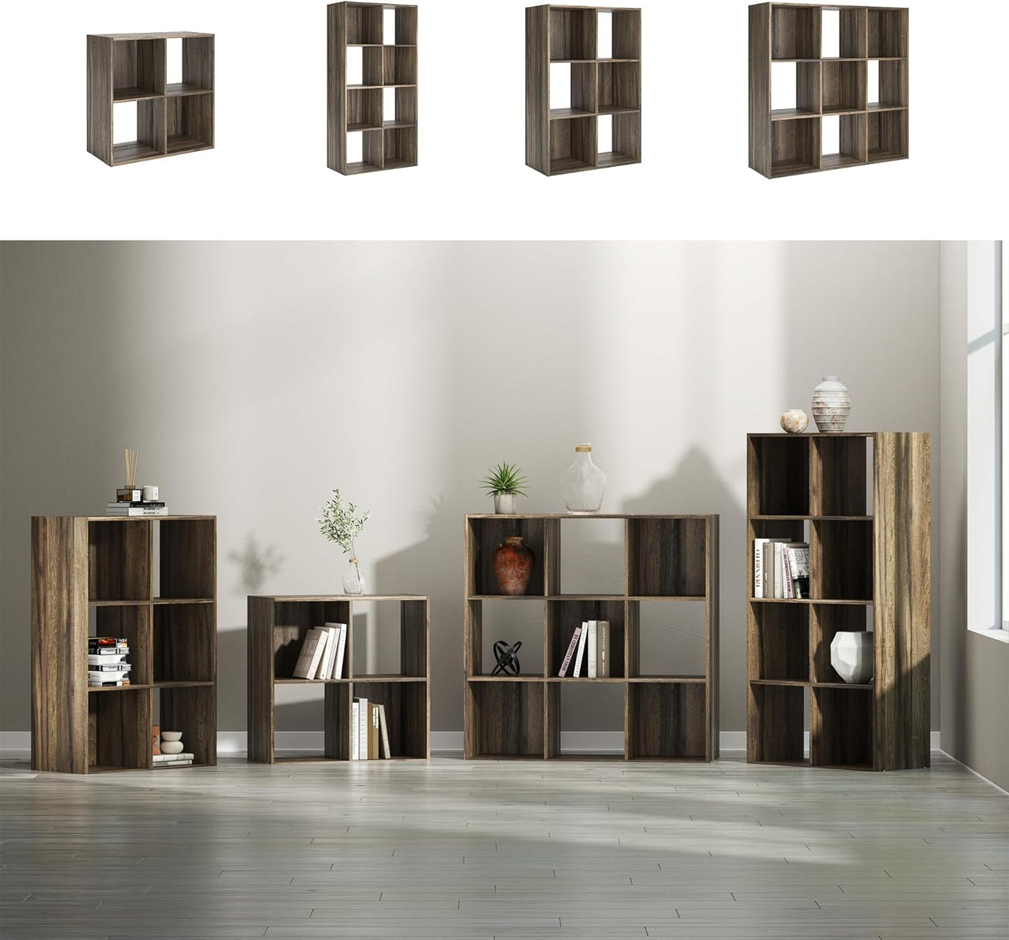 Signature Design by Ashley Shallifer 4 Cube Storage Organizer or Bookcase, Brown