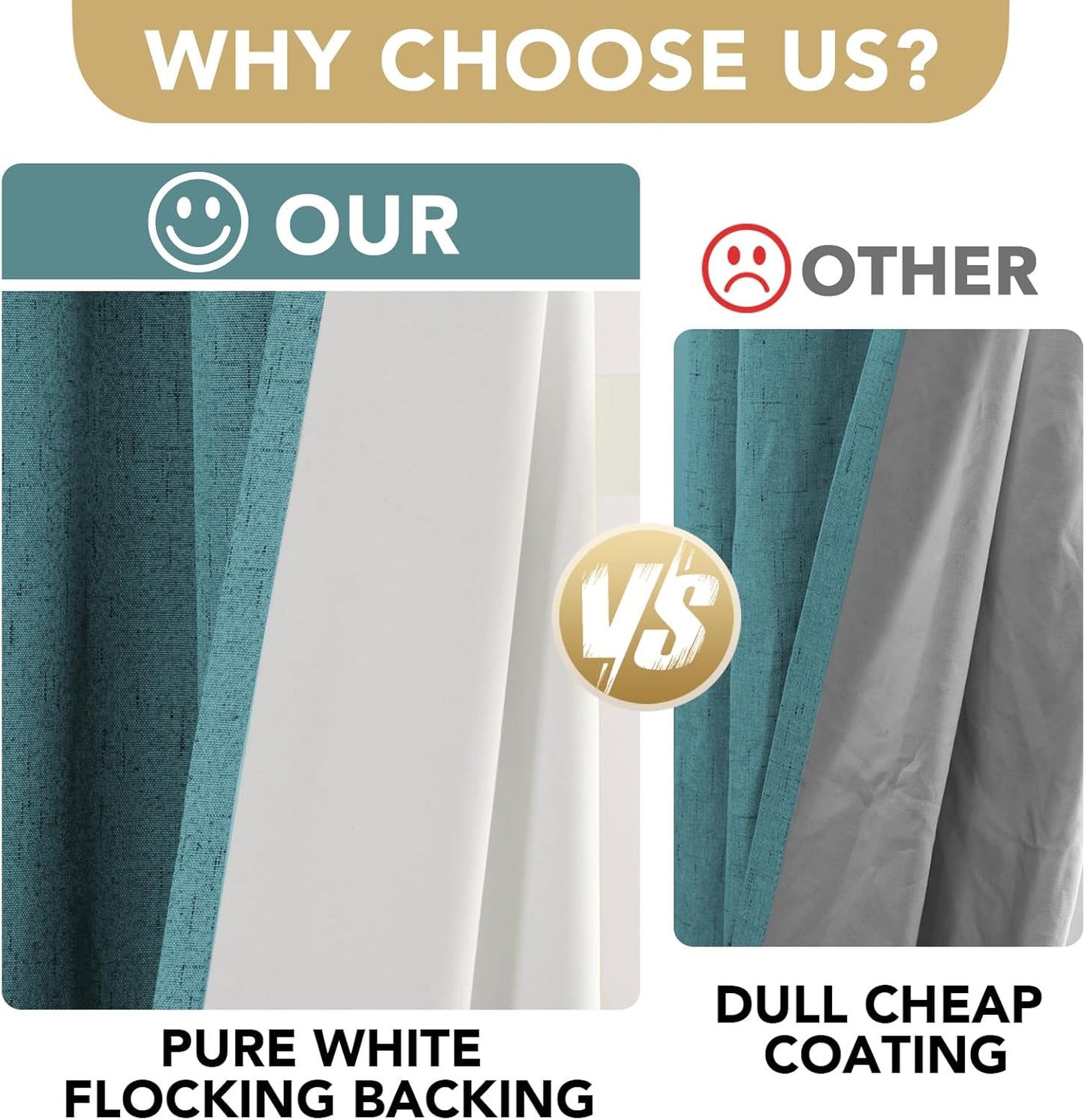 H.VERSAILTEX Linen Blackout Curtains Durable Thick Textured Linen Look 100% Blackout Patio Door Curtain Anti Rust Grommet Extra Wide Sliding Door Curtain Panel, W100 x L84 inch - Teal