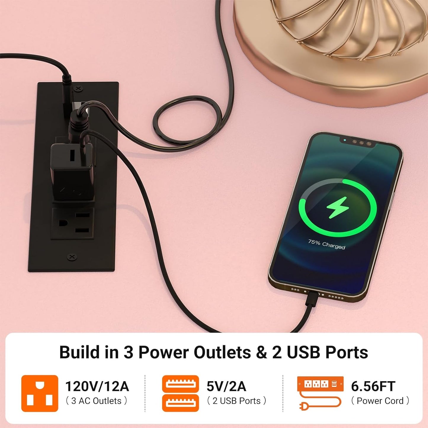 Cyclysio Dresser for Bedroom with Clothes Rack, 5 Fabric Drawers Dresser with Charging Station & LED Lights, Pink Storage Chest of Drawers with Wheels, Wooden Top, Lockable Wheels, Closet, Pink