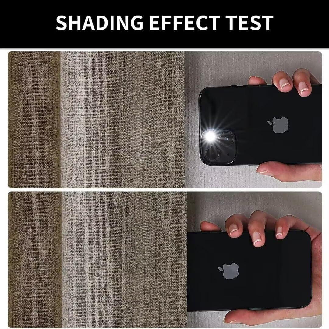 Joydeco Natural Linen Curtains 96 inch Length 2 Panels Set Burg 100% Blackout Patio Door Curtain Room Darkening Sliding Door Curtains Thermal Insulated Back tab Rod Pocket(105x96 inch, Linen)