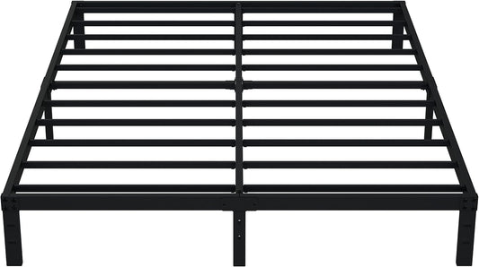 EMODA Queen Bed Frame No Box Spring Needed 10 Inch Heavy Duty Metal Platform BedFrame Queen Size with Steel Slats, Easy Assembly, Black